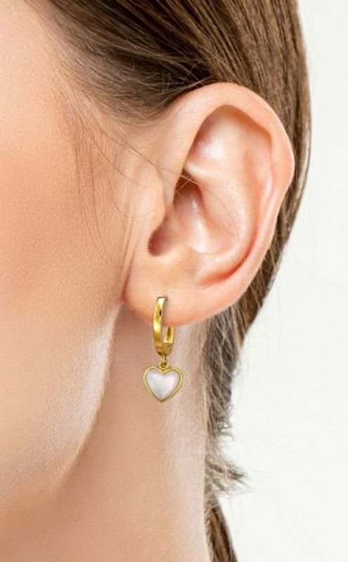 Opal Heart Huggie Øredobber