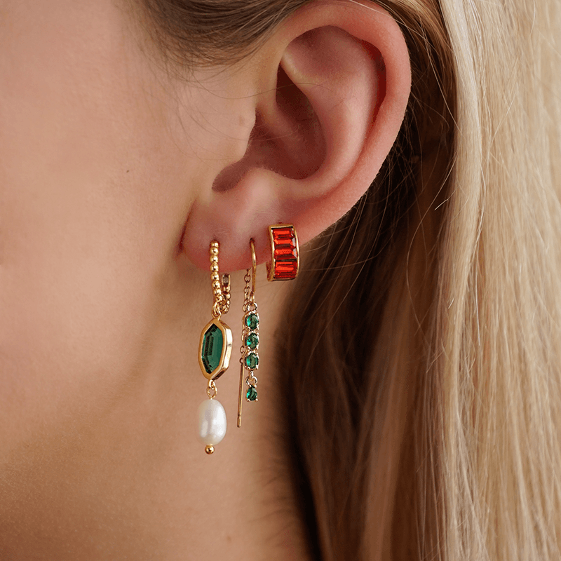 Emerald Drop Ear Chain