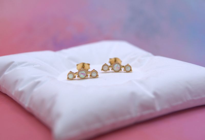Golden Triple Opal Studs