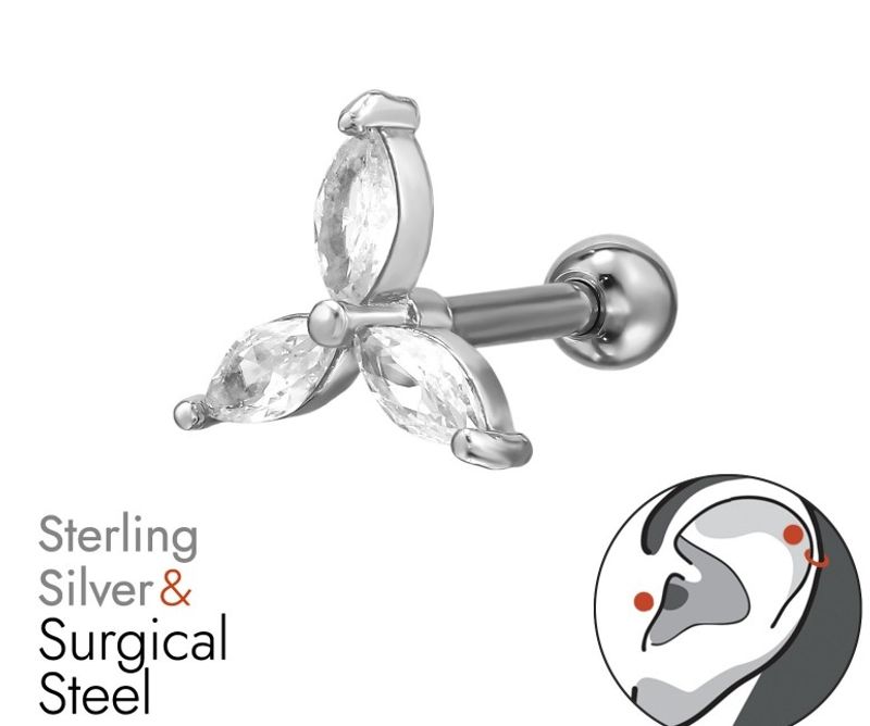 Silver Flower piercing