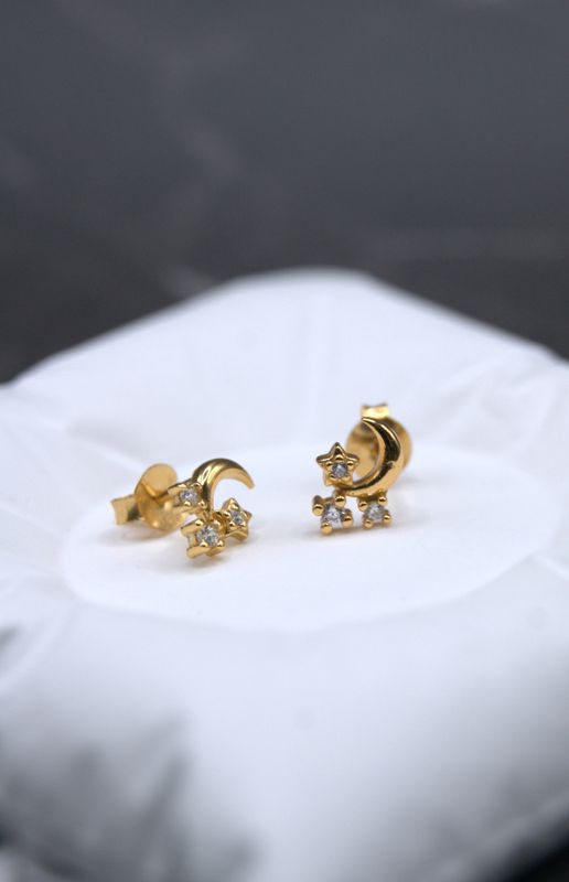 Golden Moon&Star Studs