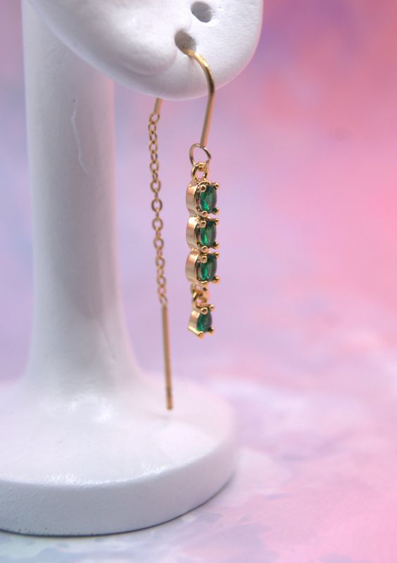 Emerald Drop Ear Chain
