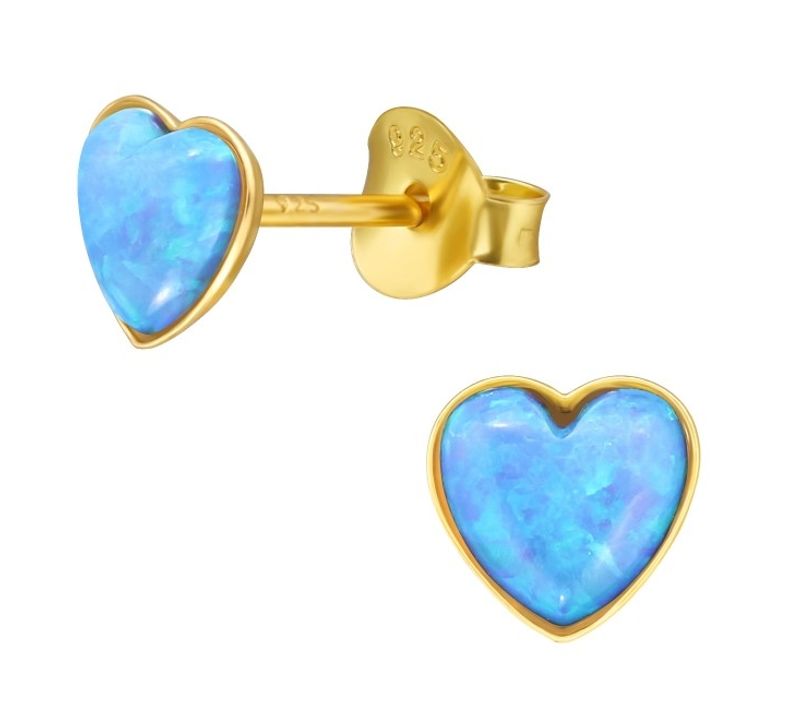 Blue Opal Heart Øredobber
