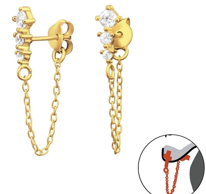 Golden Diamond Chain Øredobber