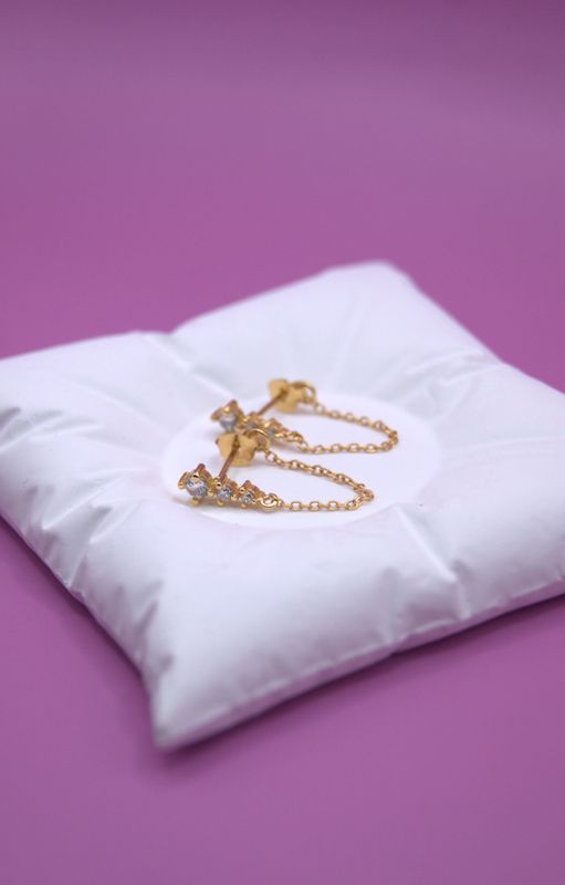 Golden Diamond Chain Øredobber