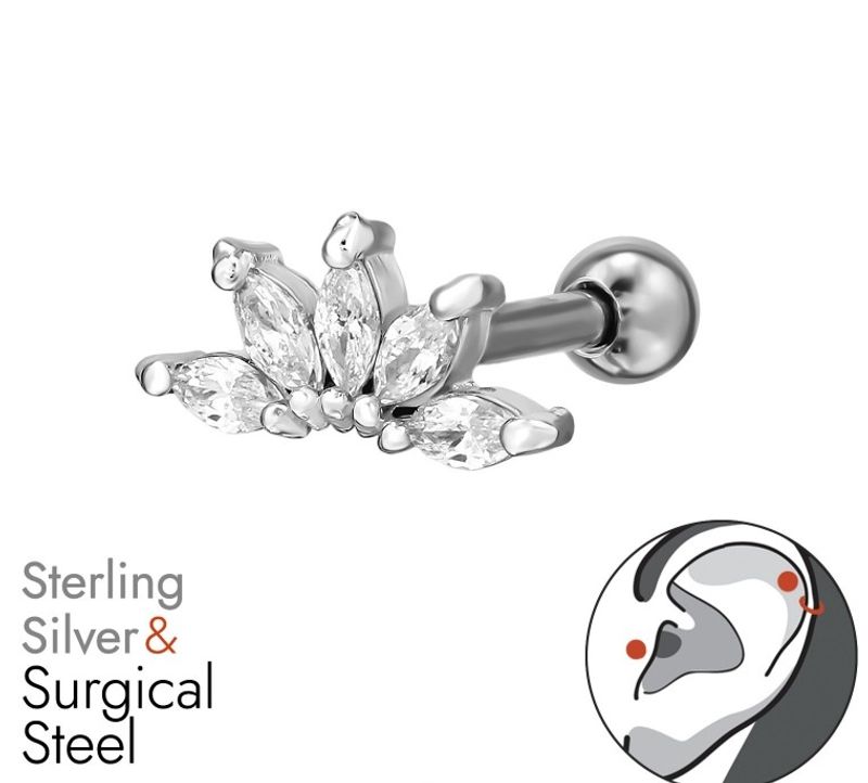 Piercingøredobb med bladformede zirkonia